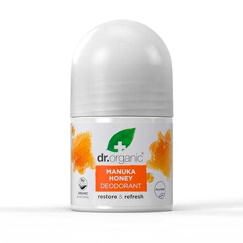 Image of Dr Organic Manuka Honey Deodorant, Aluminium Free, Mens, Womens, Natural, Vegetarian, Cruelty-Free, Paraben & SLS-Free, Organic, 50ml, Packaging may vary