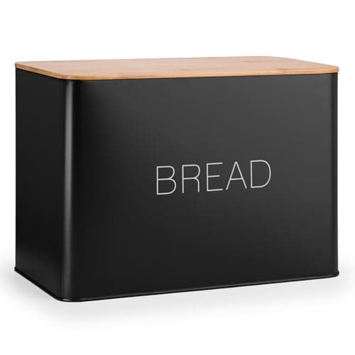 Image of EHC Bread Bin, Bread Bins for Kitchen, Bread Tin, Large Bread Bin food Storage, Black