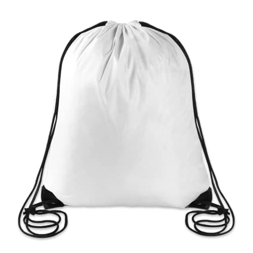 Image of Drawstring Bags, White PE Bags Drawstring Gym Bag Draw String Swimming Bag Drawstring Backpack for Sports, School, Gym, Travel, Swimming, Beach