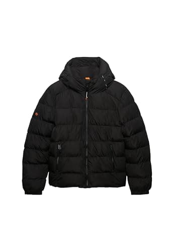 Image of Superdry Hooded Sports Puffer Jacket Anorak for Men, Black/White, M