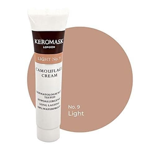 Image of Keromask Full Coverage Hypoallergenic Concealer Shade LIGHT No 9 to Camouflage Vitiligo, Tattoos, Redness and Rosacea, Waterproof and Suitable for All Skin Types 1 x 15ml