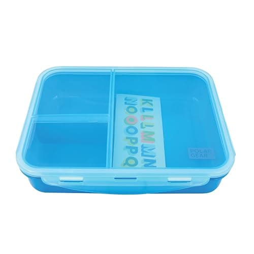 Image of Polar Gear Decorate Me 3-Compartment Lunch Box with A-Z Sticker Sheet, Personalization, Leakproof Silicone Seal, BPA-Free - Sky Blue/Azure
