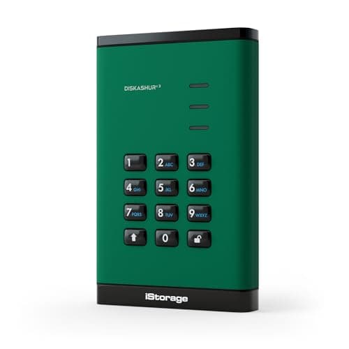 Image of iStorage diskAshur3 HDD 1TB Green - Secure portable hard drive - Password protected - Dust & water resistant - Hardware Encryption
