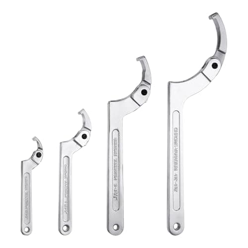 Image of sourcing map 4 Pcs Adjustable Spanner Wrench Set C Spanner Hook Tool Nut Shock 19mm-51mm/32mm-76mm/51mm-121mm/115-170mm for Machine Lathe Clamping, Square Head