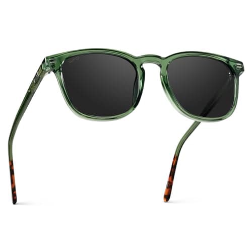 Image of WearMe Pro WMP Eyewear - Men's Polarized Modern Rounded Square Sunglasses (Emerald Green Frame/Black Lens)