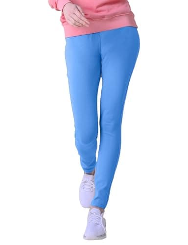 Image of Enorsia Womens Jersey Skinny Jeggings with Elasticated Waistband & Belt Loops - Comfortable Cotton Blend Leggings for Stylish Casual Wear (14, Blue)