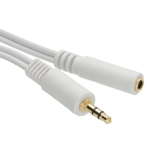 Image of kenable 3.5mm Stereo Jack Extension Cable Male to Female Headphone Audio Lead Gold Plated White 20m