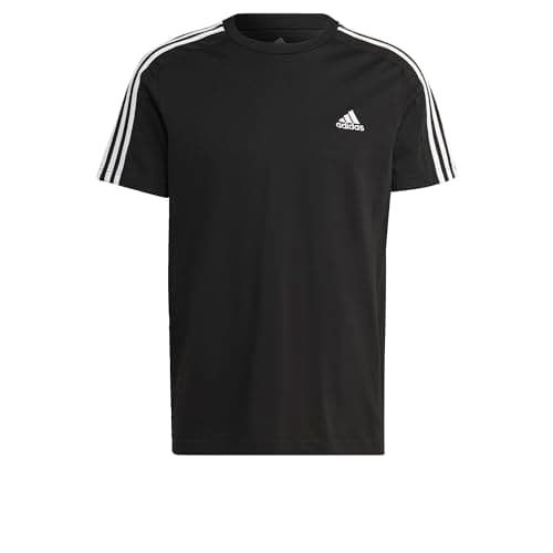 Image of adidas Men's Essentials Single Jersey 3-Stripes Tee, Black / White, S
