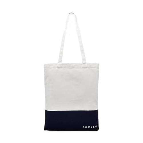 Image of RADLEY London Womens Girls Colourblock Responsible - Medium Open Top Tote Shoulder Bag in Cream & Navy Blue