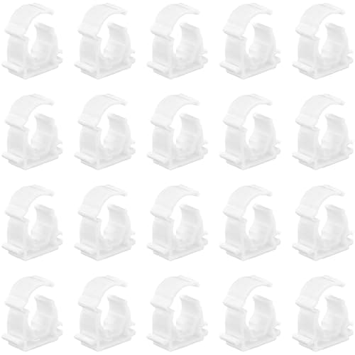 Image of 20 PCS White Plastic Water Pipe Clamps,Snap-On Single Tube Clips (16mm Inner Diameter)
