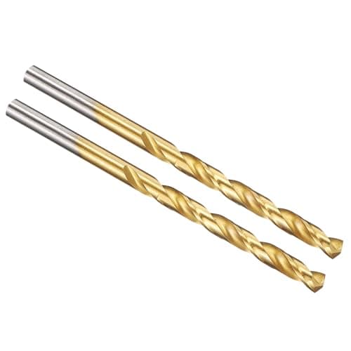 Image of PATIKIL 5.3mm Drill Bit, Jobber Straight Shank M2 High-Speed Steel 135° Titanium Nitride (TiN) Coated for Stainless Steel Hard Metal - 2 Pack