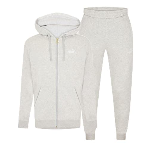 Image of Puma Mens Fleece Tracksuit Grey/white L
