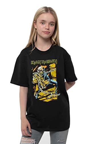 Image of Iron Maiden Official Piece of Mind Band Logo T-Shirt Black Ages 5-14 Yrs Size, Black, XXL