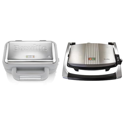 Image of Breville VST072 DuraCeramic Waffle Maker, Non-Stick and Easy Clean with Deep-Fill Removable Plates & Sandwich/Panini Press & Toastie Maker | 3-Slice | Non-stick-coated aluminium plates