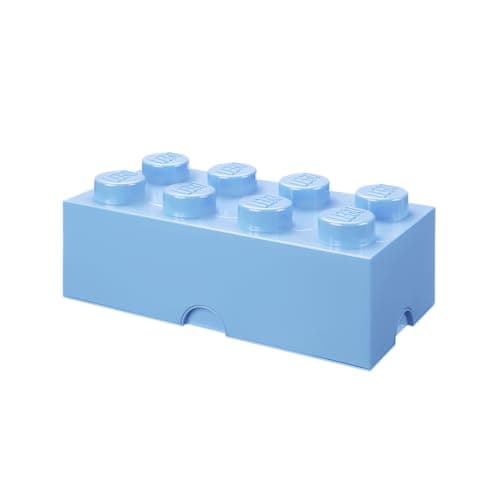 Image of LEGO Storage Brick 8 Knobs LIGHT ROYAL BLUE - Stackable Plastic Storage Box with Lid for Kids and Adults, Ideal Desk Organizer and Toy Box - 12.1L