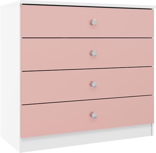 Image of Seconique Denver 4 Drawer Chest in White/Pink Gloss
