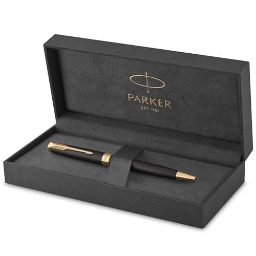 Image of Parker Sonnet Ballpoint Pen | Matte Black Lacquer with Gold Trim | Medium Point Black Ink | Gift Box