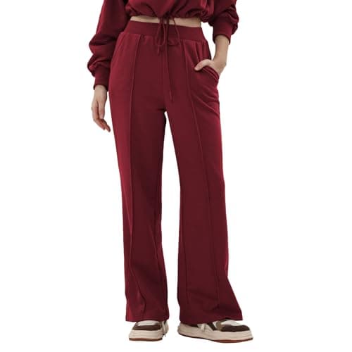 Image of Amazhiyu Womens Sweatpants,Training Trousers with Pockets Straight Leg Ladies Sports Yoga Pants Lightweight Joggers Lounge Red M