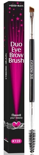 Image of Duo Eyebrow Brush by Keshima - Premium Quality Angled Eye Brow Brush and Spoolie