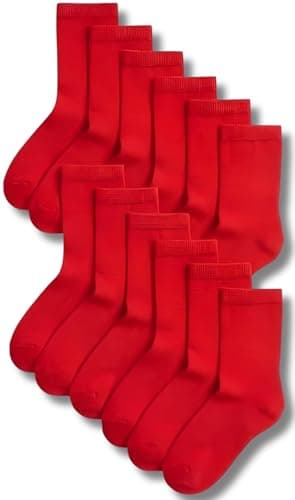 Image of HAJRA® Boys Toddlers Childrens Kids Ankle Plain Back to School Cotton Rich Girls Socks - School Uniform Girls Mid Calf School Socks Red Size 12½-3½ (7-10 years)