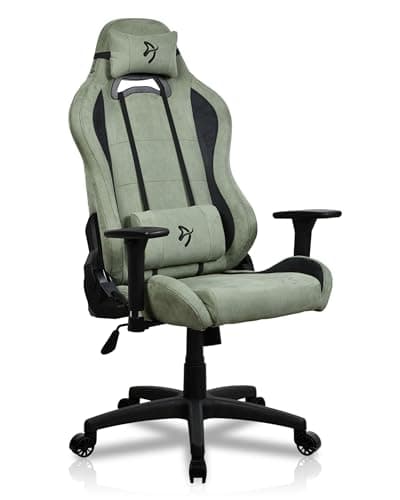 Image of Arozzi Torretta Super Soft Upholstery Fabric Gaming Chair, Breathable Fluid-Repellent Ergonomic Office Chair with Adjustable Height, 3D Armrest & 2 Supportive Pillows (Forest Green)
