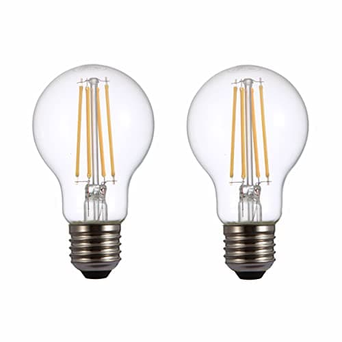 Image of TEKLED® A60 Filament Vintage LED Bulbs | E27 Edison Screw | Energy Saving 6.5W Light Bulb 60W Equivalent | DIMMABLE Clear 2700K 806LM | 2-Pack | Warm White