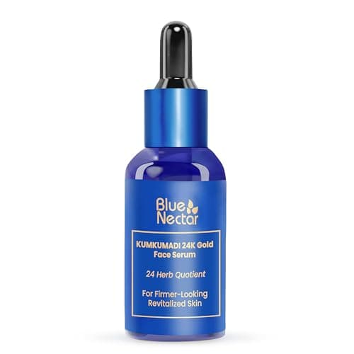 Image of Blue Nectar 24k Gold Serum for Glowing Skin | Natural Kumkumadi Oil Serum for Face Infused with 24K Gold | Ayurvedic Face Serum for Skin Brightening and Skin Firming (24 Herbs, 30ml)