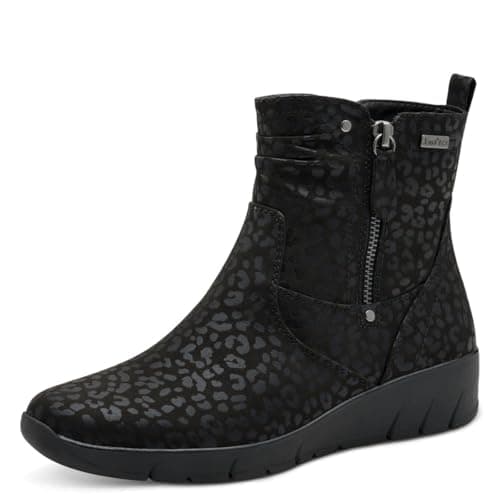 Image of Jana Women’s Ankle Boots with Zip Vegan, Black/Leo, 7,5 UK