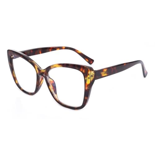 Image of OKH Cat Eye Blue Light Blocking Glasses for Women – Stylish Oversized Computer Glasses, Anti-Glare Clear Lens Eyewear, UV400 Protection (Tortoiseshell)