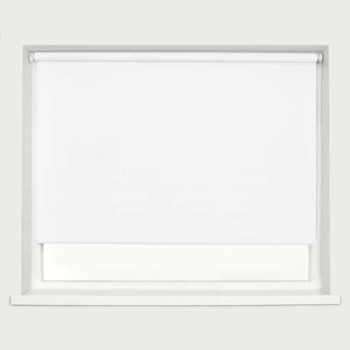 Image of White Blackout Roller Blind Metal Fittings Trimmable UV Protection Thermal Properties Premium Fabric Home Office Bedroom Kids Room Child Safe Easy Fit 180cm Width x 160cm Drop