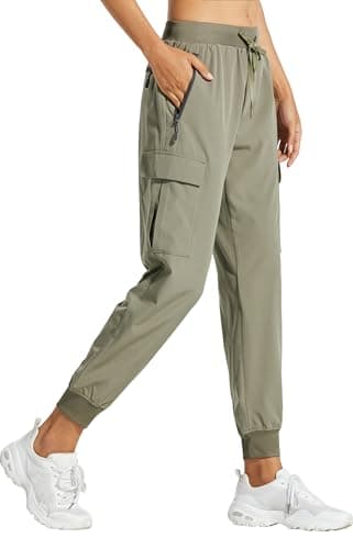 Image of Libin Women's Cargo Joggers Lightweight Quick Dry Hiking Trousers Athletic Workout Lounge Casual Outdoor, Silver Sage M