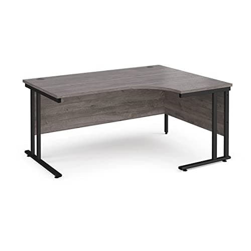 Image of DAMS Maestro 25 Right Hand Ergonomic Desk With Black Cantilever Legs, Grey Oak, 160 X 120 Cm