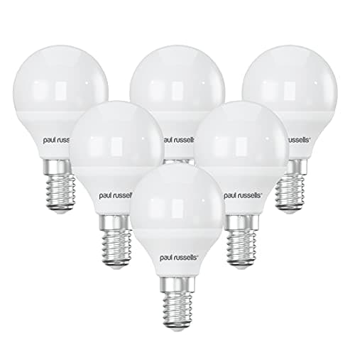 Image of paul russells LED Light Small Edison Screw E14, 60w Equivalent, 6.5W 806LM LED Bulbs, 6500K Bright Daylight, Mini Globe Frosted G45 SES Golf Ball Energy Saving (Not Dimmable) Lightbulbs, 6 Pack