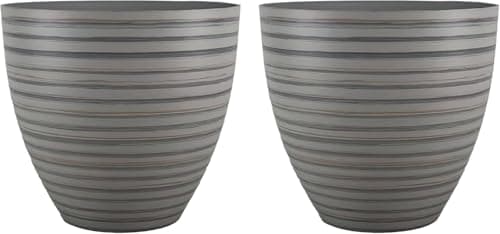 Image of simpa Serenity Rings Plastic Planter - Grey Pots - 35cm (H) x 38cm (Dia) - Suitable for Indoor or Outdoor Use. (2)