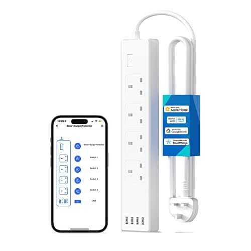 Image of Meross Smart Power Strip, Smart Extension Lead with 20W USB Ports, Compatible with Apple HomeKit, Amazon Alexa, Google Home, and SmartThings, Timer, and Voice/Remote Control, 2.4GHz WiFi, 6ft Cord