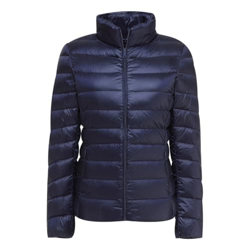 Image of Ladies Lightweight Puffer Jacket Womens Packable Down Jacket Lightweight Puffer Coats Quilted Jackets for Women Ladies Oversized Puffer Coat Women Down Jacket Womens Ultra Light Packable Navy 8XL