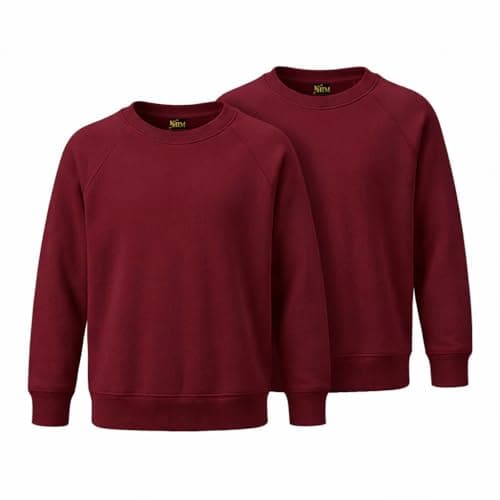 Image of KHIM Fleece Sweatshirt Unisex Sweater Jumper Full Sleeve Kids Boys Girls Children Top Crew Neck Outdoor Activewear (UK, Age, 3 Years, 4 Years, Regular, Maroon Pack 2)