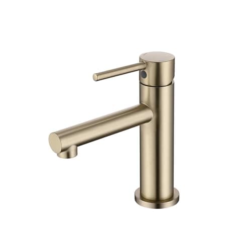 Image of Techzm Basin Taps Mixer Brushed Gold Bathroom Sink Mixer Tap Modern Cloakroom Faucet Single Lever Mono Lavatory Vessel Faucet