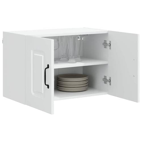 Image of vidaXL Kitchen Wall Cabinet with Door High Gloss White 60 x 31 x 40 cm, Modern Rectangular Kitchen Cabinet, Ample Storage Wall-Mounted Unit, Contemporary Organizer for Home Renovation
