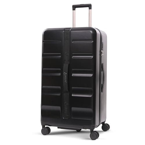 Image of Aerolite Large 101L ABS Hard Shell Check in Checked Hold Travel Spinner Luggage Suitcase Trunk with 4 + 1 Wheels and TSA Approved Lock (Black)