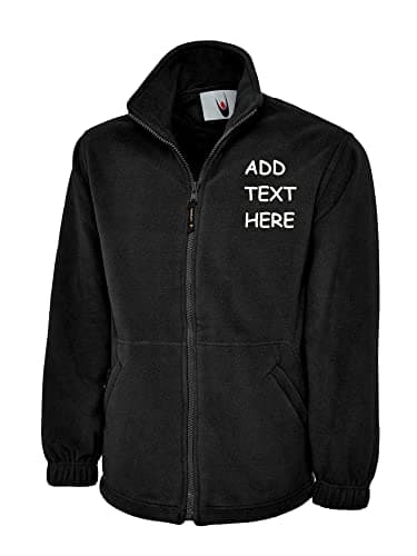 Image of Personalised Embroidered Custom Olympic full zip fleece text logo or text Winter Workwear Unisex Jacket (XL, BLACK)