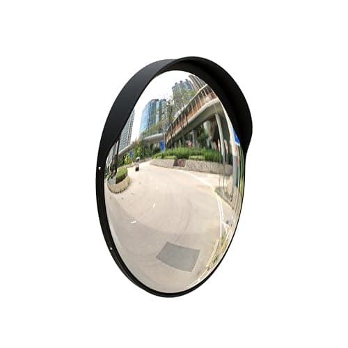 Image of BERRY Safety Convex Mirror - 45CM | Round Safety Convex Mirror for Driveway | Wide Angle Visible High-Definition Convex Security Mirror with Plastic Body (Black, 45CM)