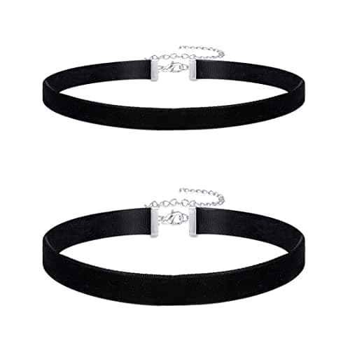 Image of Liuxn Velvet Chokers Black Ribbon Choker Necklaces for Women Girls, 2 Pieces