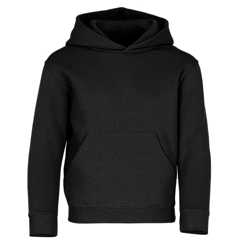 Image of Fruit of the Loom Unisex Kids Premium Hooded Sweat, Black, 5-6 Years (Manufacturer Size:26)