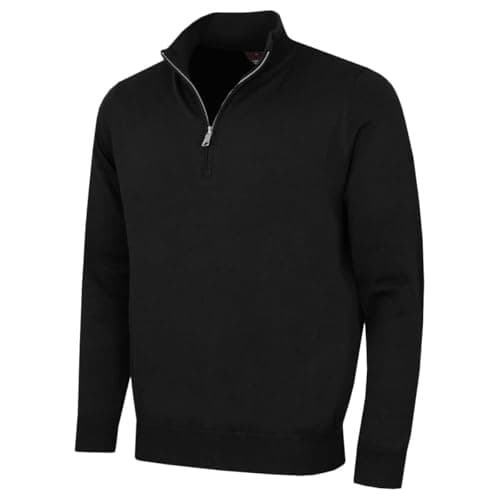 Image of Oscar Jacobson Mens Wetherby Quarter Zip Sweater - Black - L