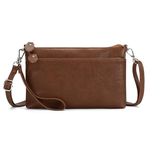 Image of befen Genuine Leather Cross Body Bags for Women Small Mobile Phone Purse RFID Wristlet Bag for Ladies Brown Handbags for Women Daily Use