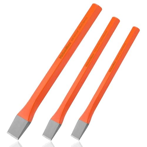 Image of Valuemax 3-Piece Heavy Duty Cold Chisels Set Made with CRV Steel | Masonry/Bricklaying Chisels for Cutting Stone/Brickwork/Mortar/Cement | Woodworking Chisel with HRC 60 (10 mm, 12 mm, 16 mm)