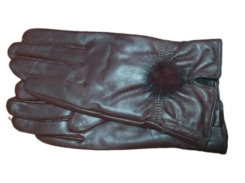 Image of JLBopqaz Women Leather Glove Women Winter Fashhion Gloves Ladies Luxury Warm Glove (2 One Size)
