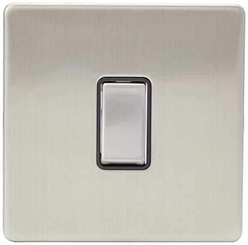 Image of AET SL1GSWIBS 1 Gang 10 A Screwless Black Insert Metal Rocker Switch