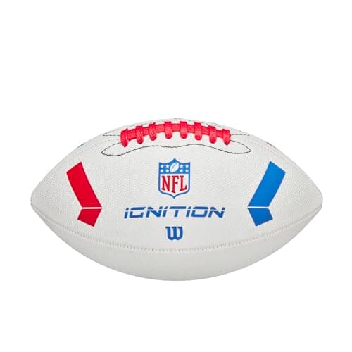 Image of Wilson NFL Ignition Football, Made From Composite Leather For All-Weather Play, Wider Laces & Proud NFL Logo, Colour: White, Junior Size